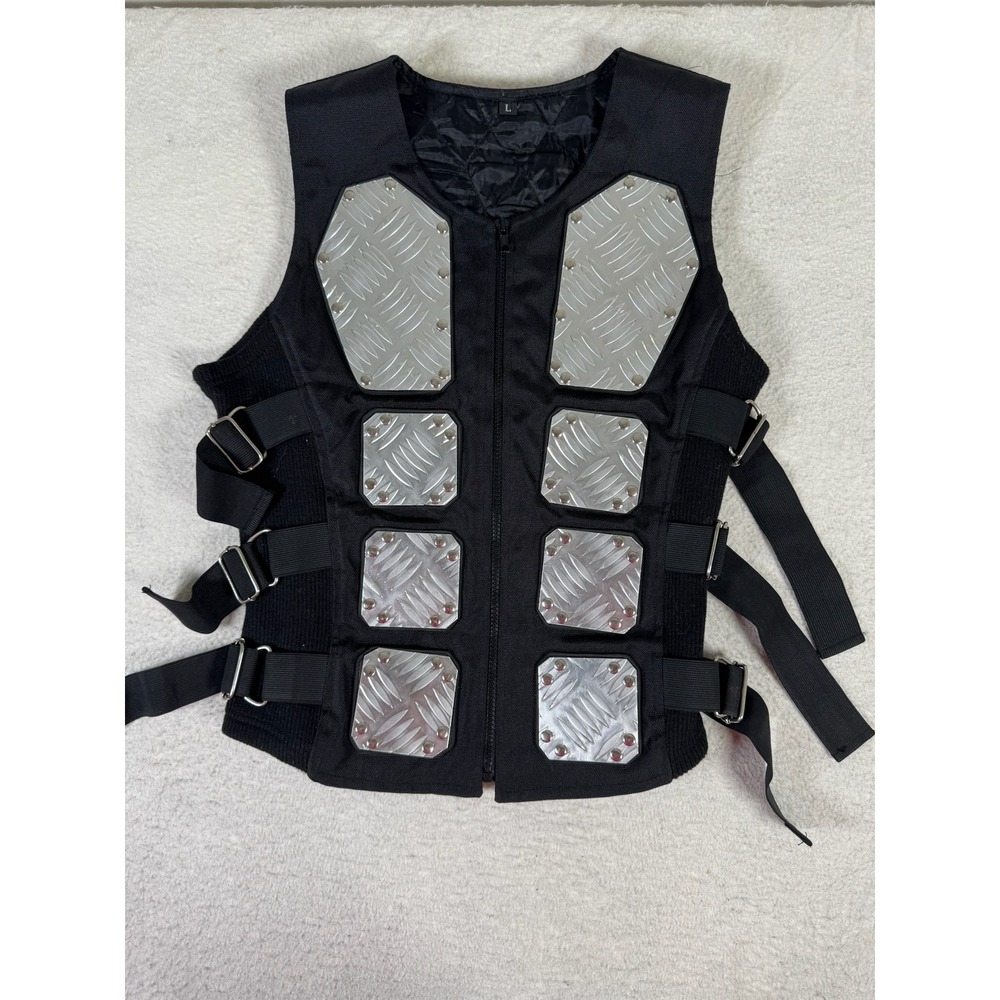 Unbranded Tactical Vest Mens Large Black Excellent Cyberpunk Metal Plate Strap